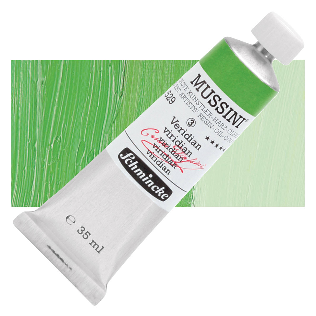 Schmincke Mussini Oil Color - Viridian, 35 ml tube and swatch Schmincke Mussini Oil Color - Viridian, 35 ml tube and swatch