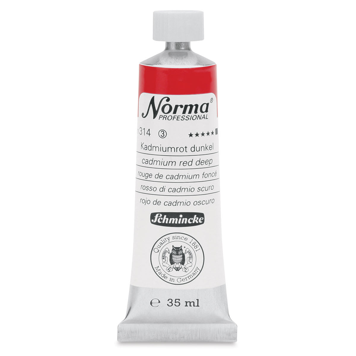 Schmincke Norma Professional Oil Paint - Cadmium Red Deep, 35 ml, Tube