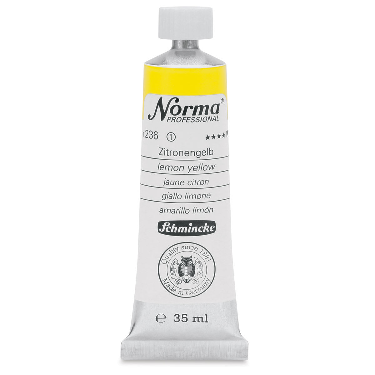 Schmincke Norma Professional Oil Paint - Upright 35 ml tube of Lemon Yellow Schmincke Norma Professional Oil Paint - Upright 35 ml tube of Lemon Yellow