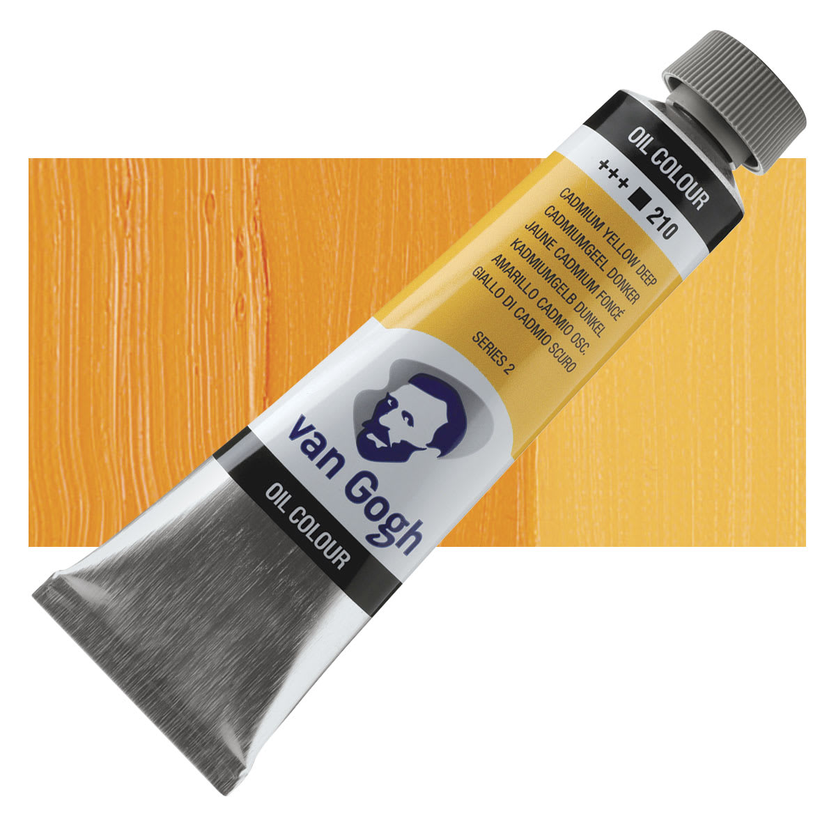 Van Gogh Oil Paint - Cadmium Yellow Deep, 40 ml tube and swatch