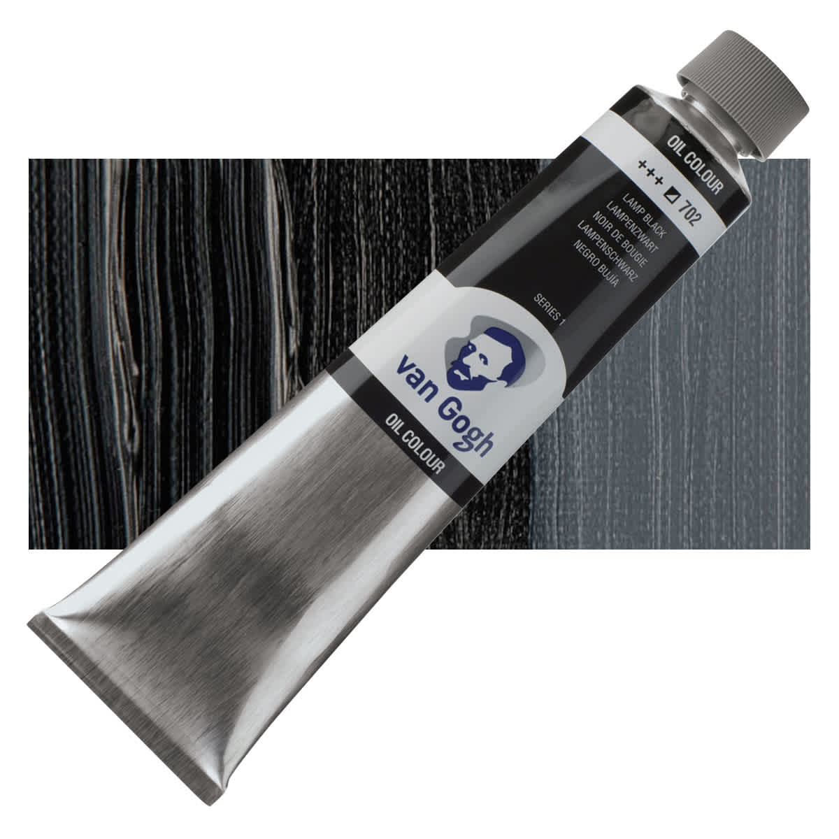 Van Gogh Oil Paint - Lamp Black, 200 ml tube and swatch
