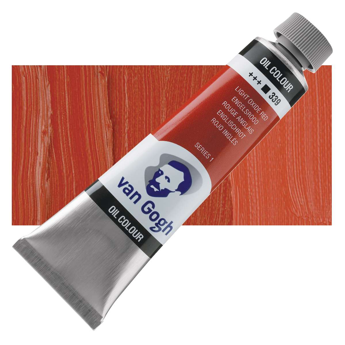 Van Gogh Oil Paint - Light Oxide Red, 40 ml tube and swatch