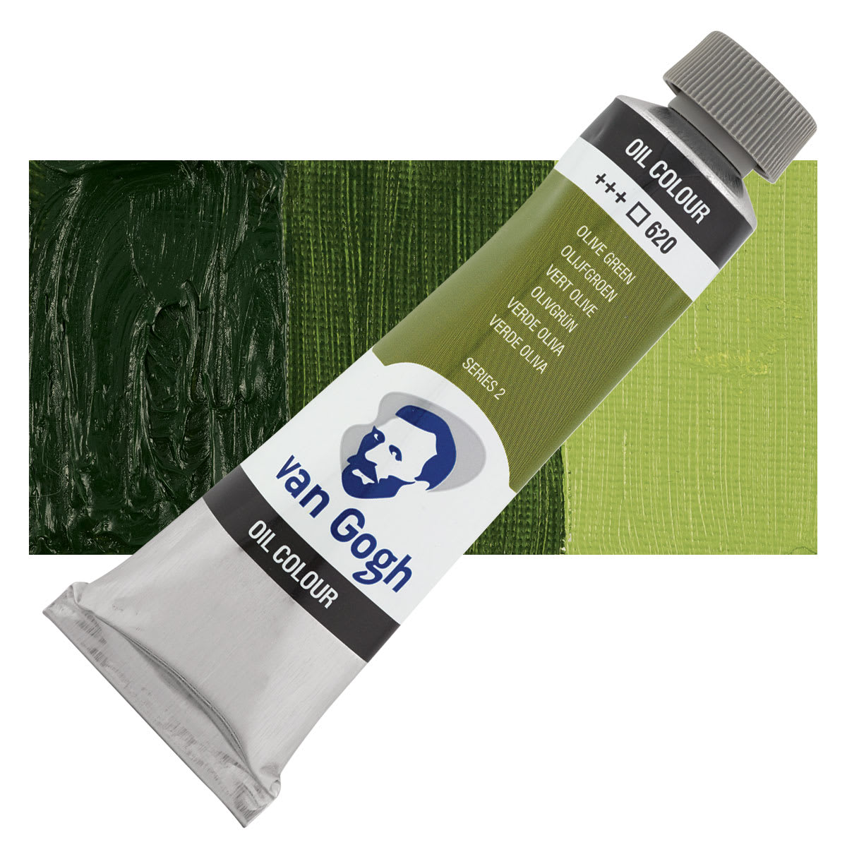 Van Gogh Oil Paint - Permanent Olive Green, 40 ml Tube and swatch Van Gogh Oil Paint - Permanent Olive Green, 40 ml Tube and swatch