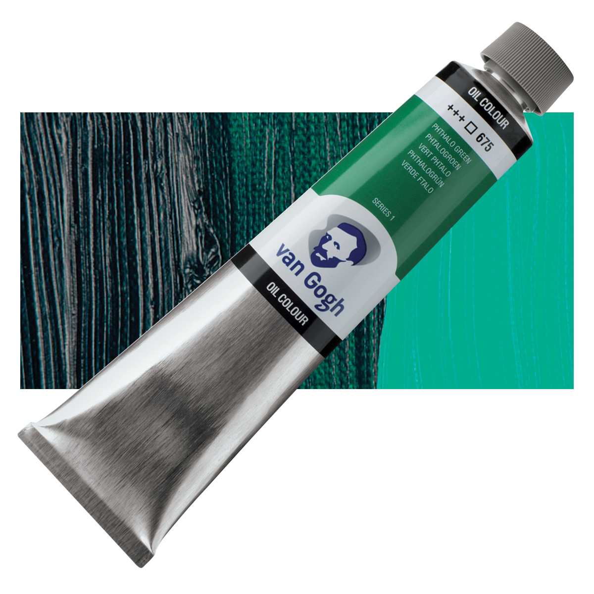 Van Gogh Oil Paint - Phthalo Green, 200 ml tube and swatch