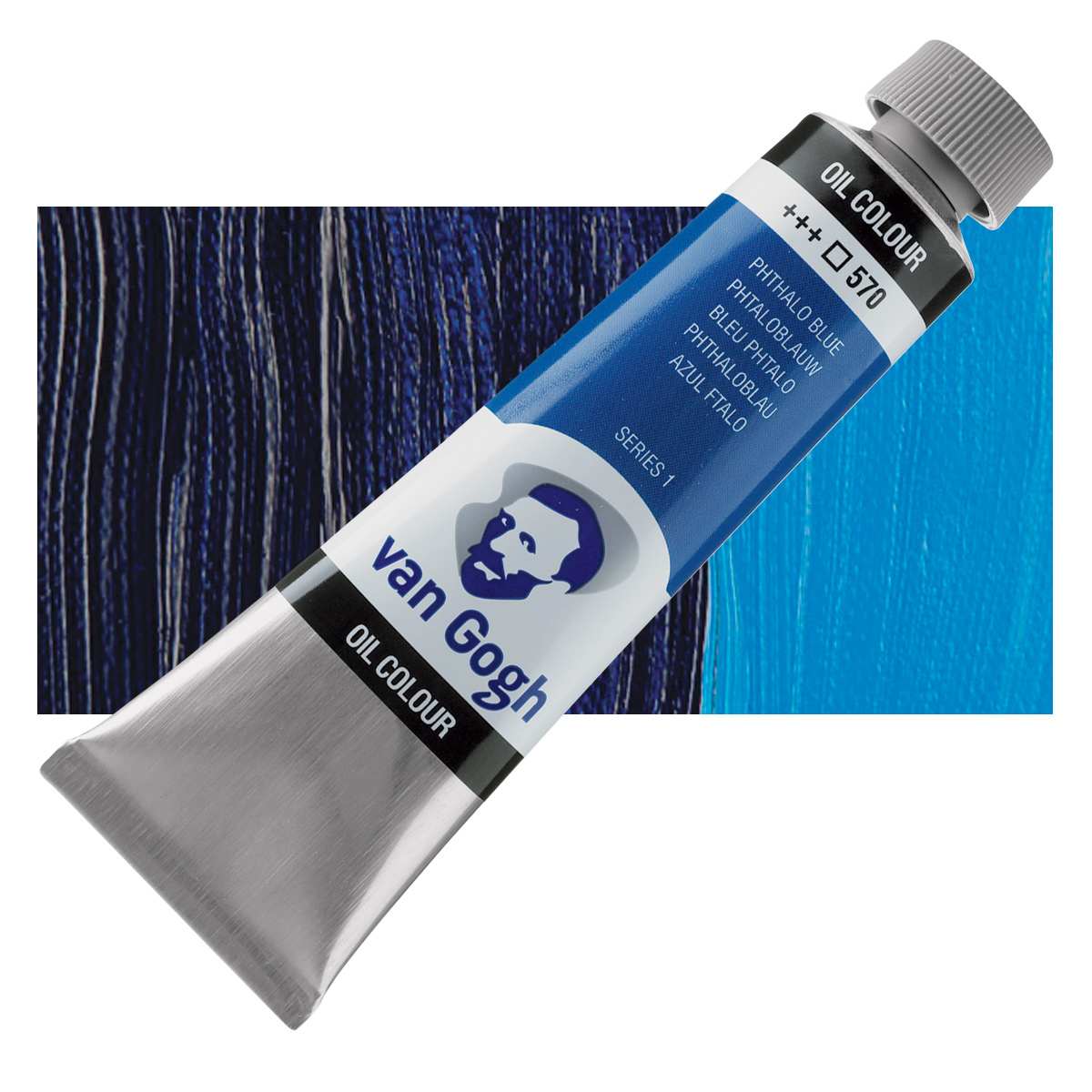 Van Gogh Oil Paint - Phthalo Blue, 40 ml tube and swatch