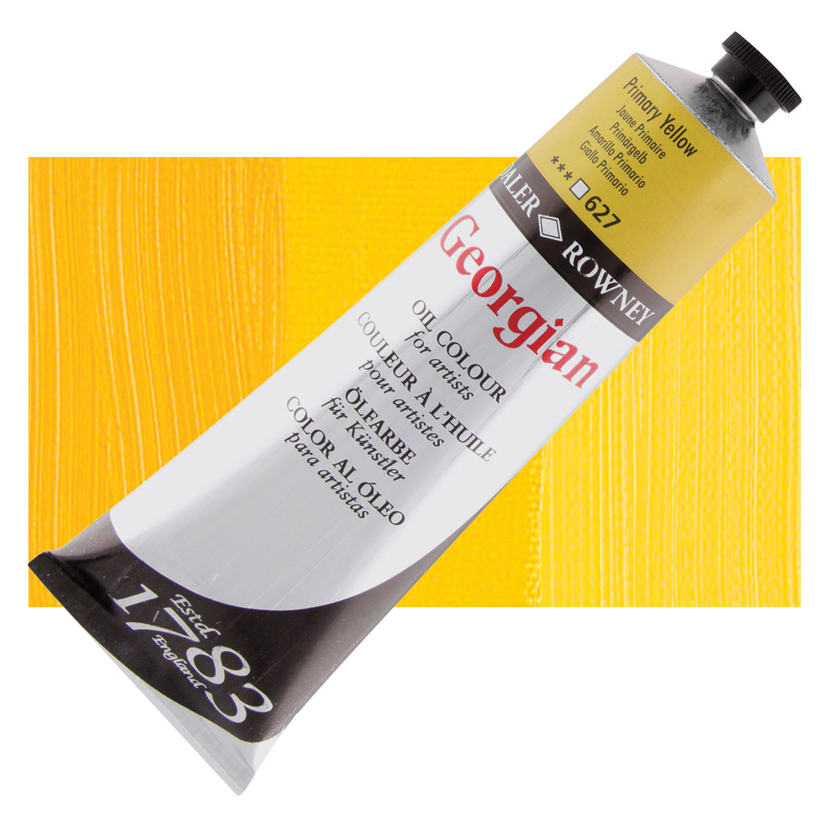Daler-Rowney Georgian Oil Color - Primary Yellow, 225 ml tube and swatch Daler-Rowney Georgian Oil Color - Primary Yellow, 225 ml tube and swatch