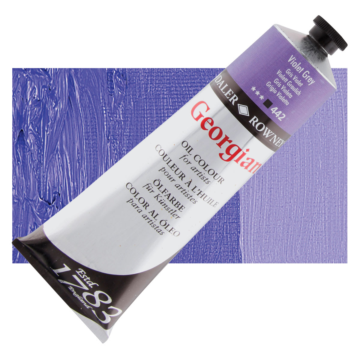 Daler-Rowney Georgian Oil Color - Violet Grey, 225 ml tube and swatch