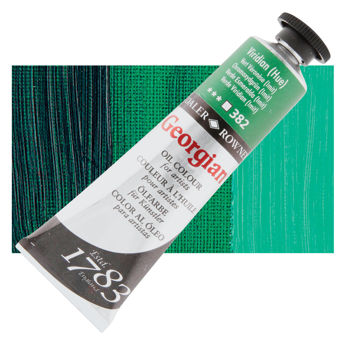 Daler-Rowney Georgian Oil Color - Viridian Hue, 38 ml tube and swatch Daler-Rowney Georgian Oil Color - Viridian Hue, 38 ml tube and swatch