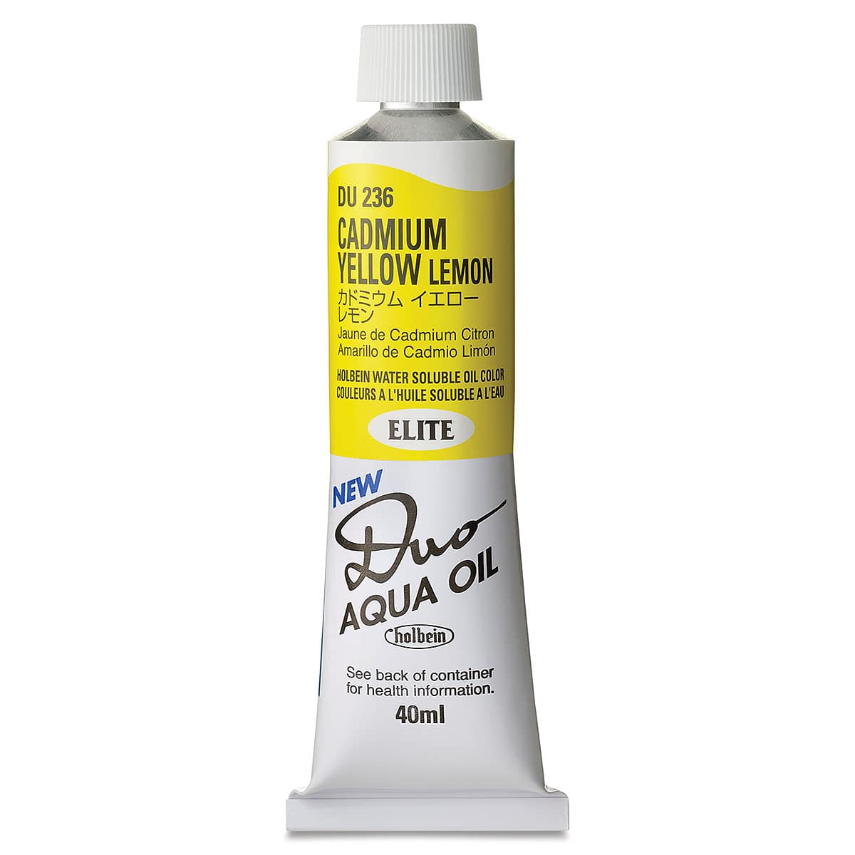 Holbein Duo Aqua Water Soluble Oils - Cadmium Yellow Lemon, 40 ml tube