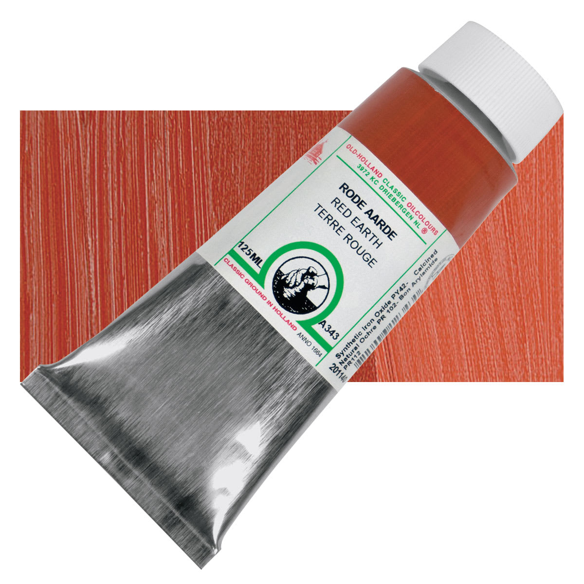 Old Holland Classic Oil Color - Red Earth, 125 ml tube and swatch