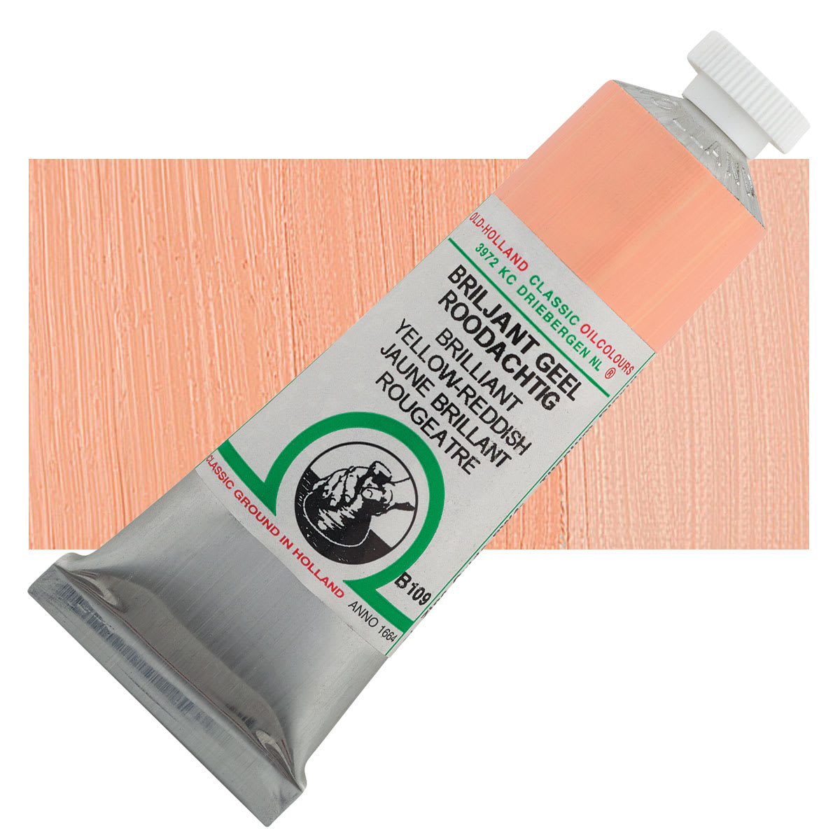 Old Holland Classic Oil Color - Brilliant Yellow-Reddish, 40 ml tube and swatch