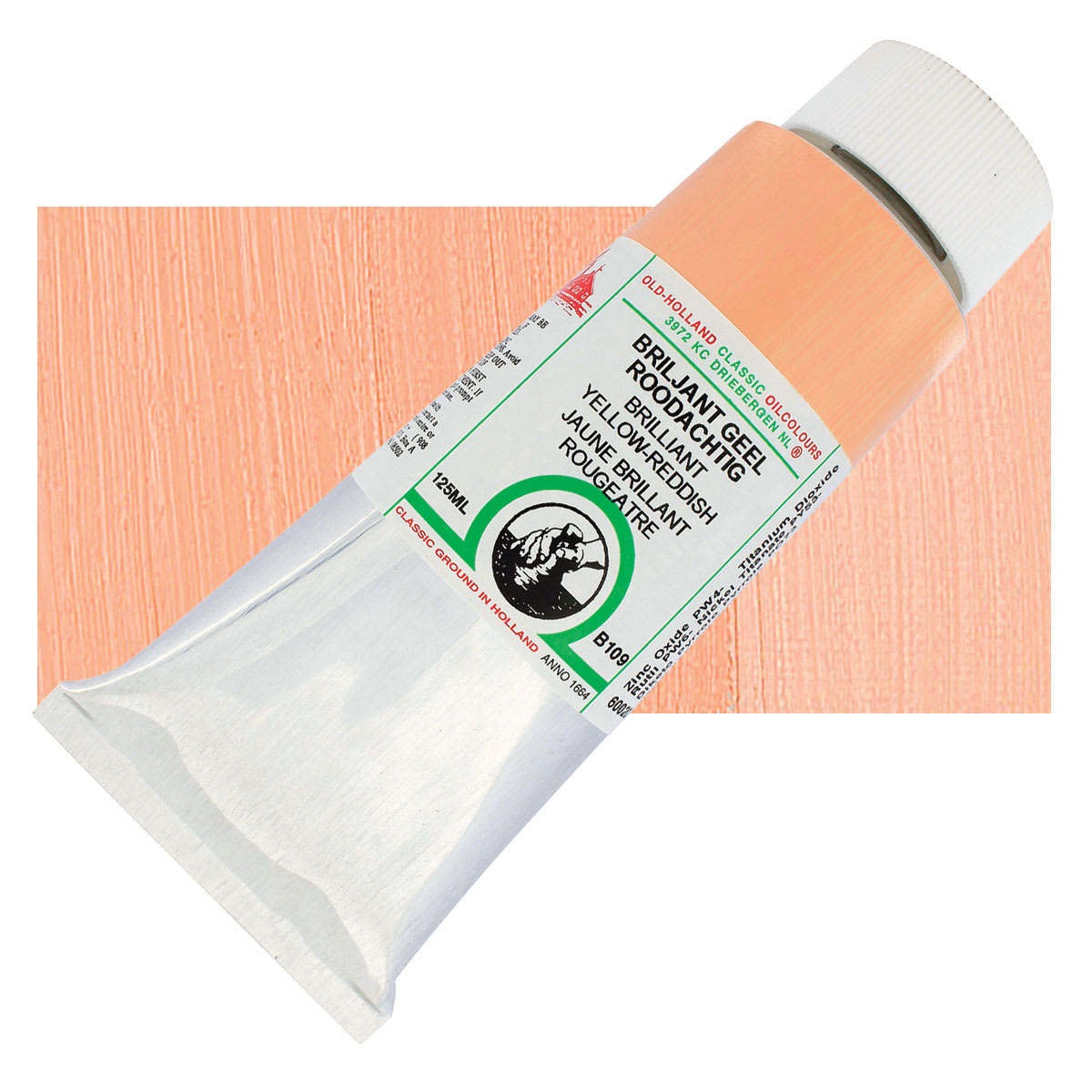 Old Holland Classic Oil Color - Brilliant Yellow Reddish, 125 ml tube and swatch