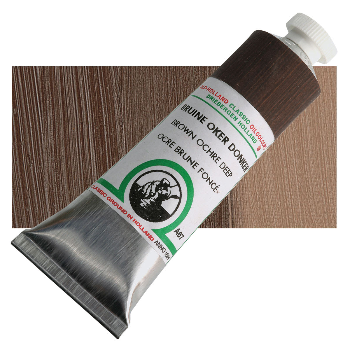 Old Holland Classic Oil Color - Brown Ochre Deep, 40 ml tube and swatch