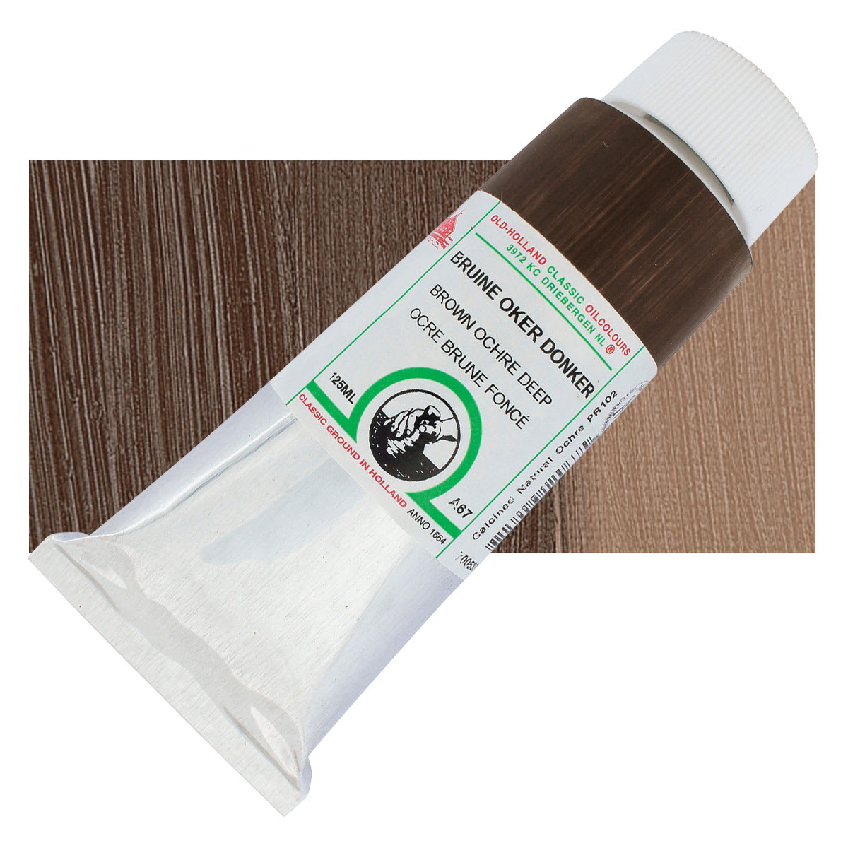 Old Holland Classic Oil Color - Brown Ochre Deep, 125 ml tube and swatch