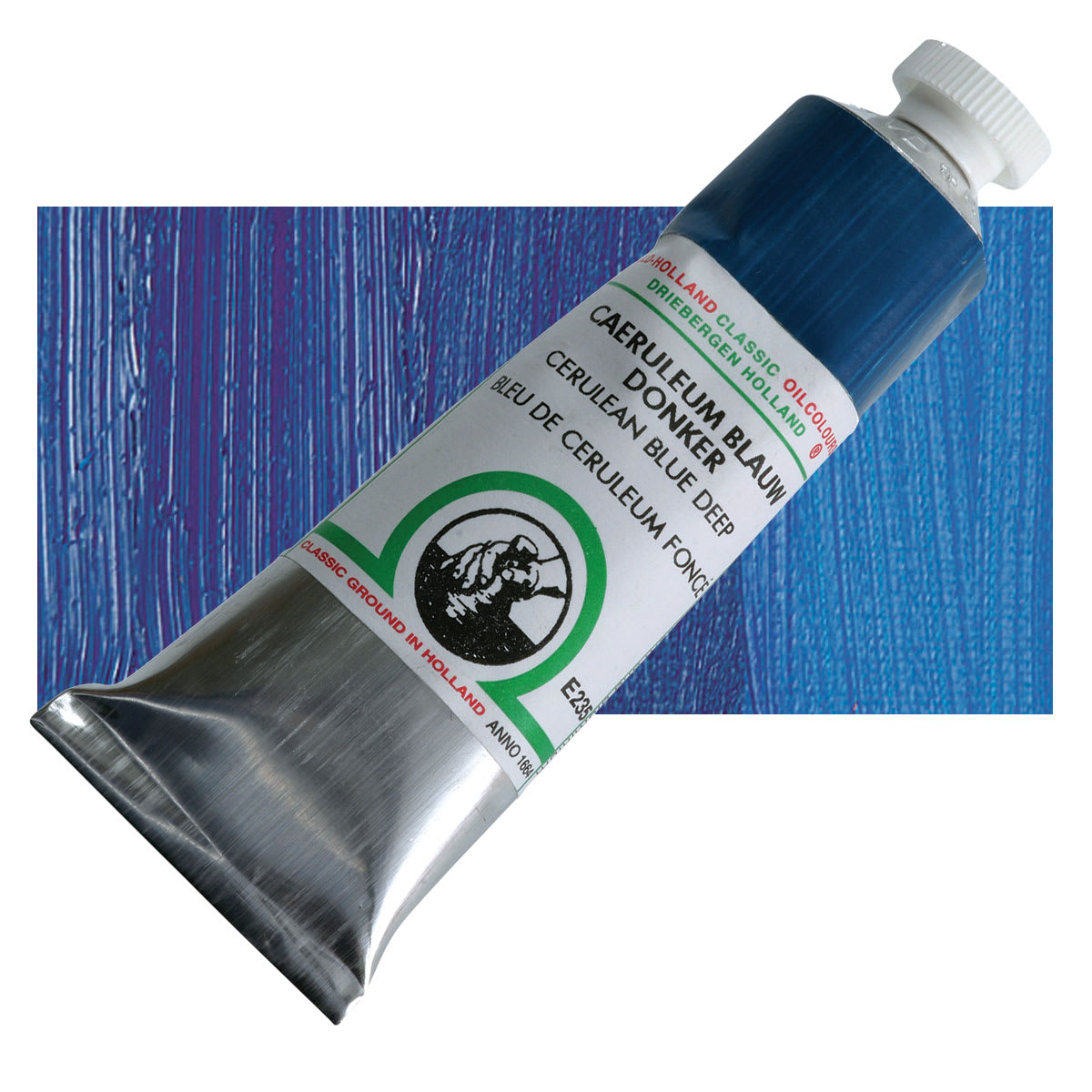 Old Holland Classic Oil Color - Cerulean Blue Deep, 40 ml tube and swatch