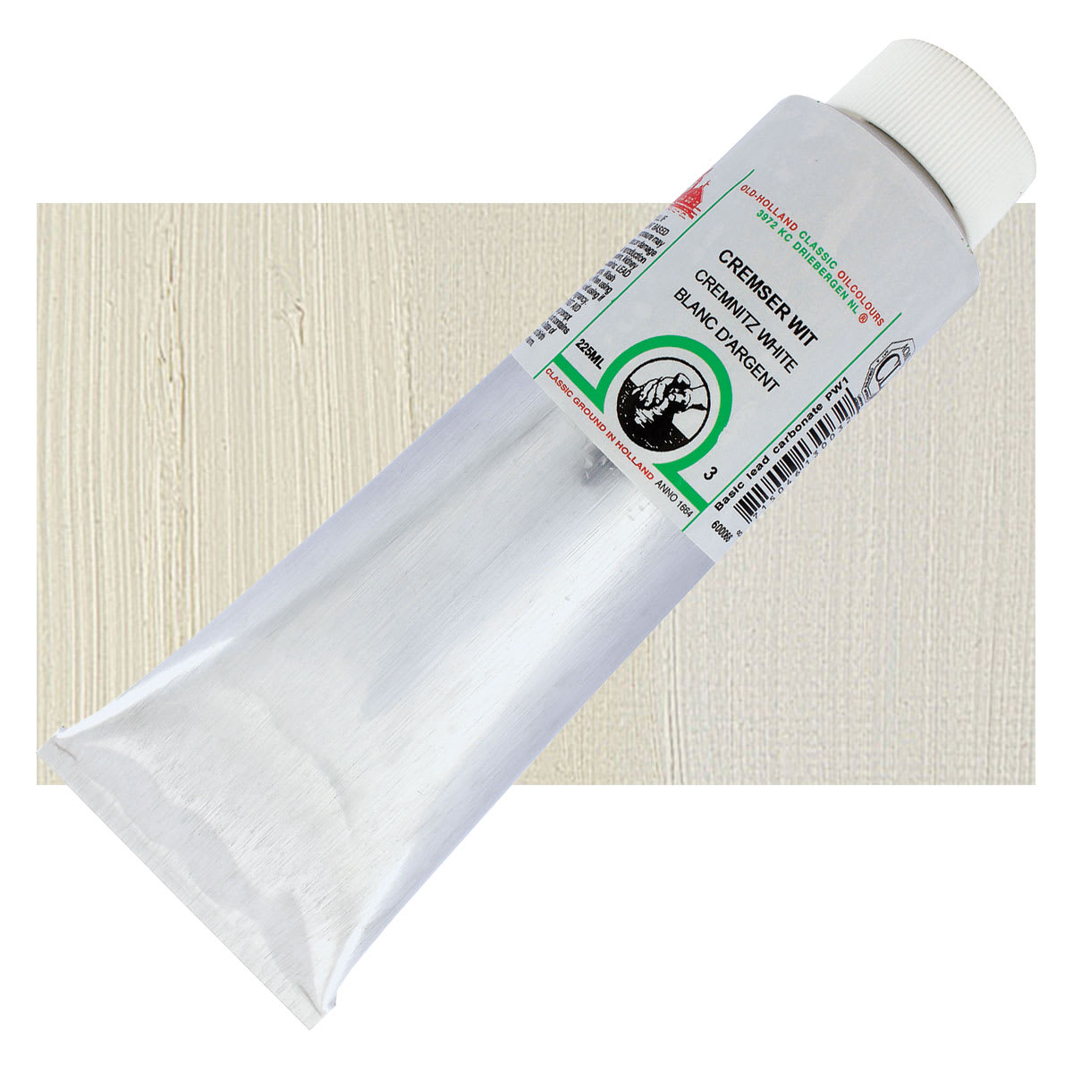 Old Holland Classic Oil Color - Cremnitz White, 225 ml tube and swatch