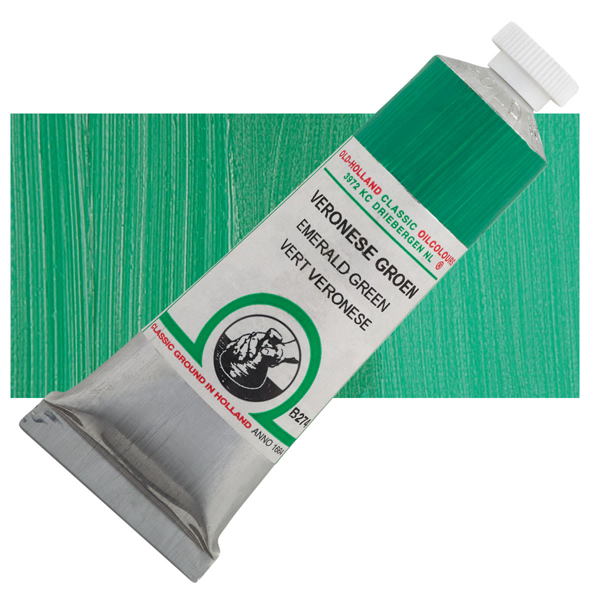 Old Holland Classic Oil Color - Emerald Green, 40 ml tube and swatch