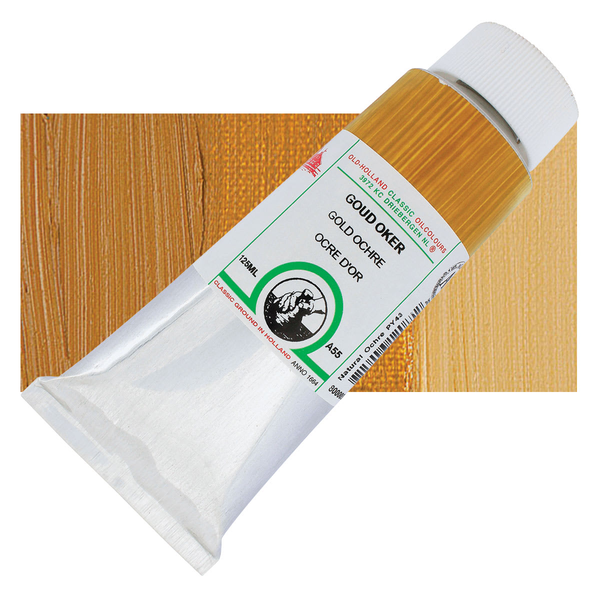 Old Holland Classic Oil Color - Gold Ochre, 125 ml tube and swatch