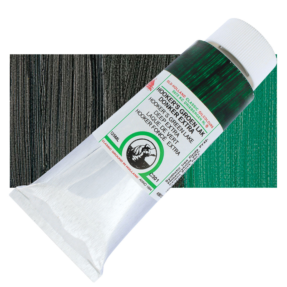 Old Holland Classic Oil Color - Hooker's Green Lake Deep Extra, 125 ml tube and swatch