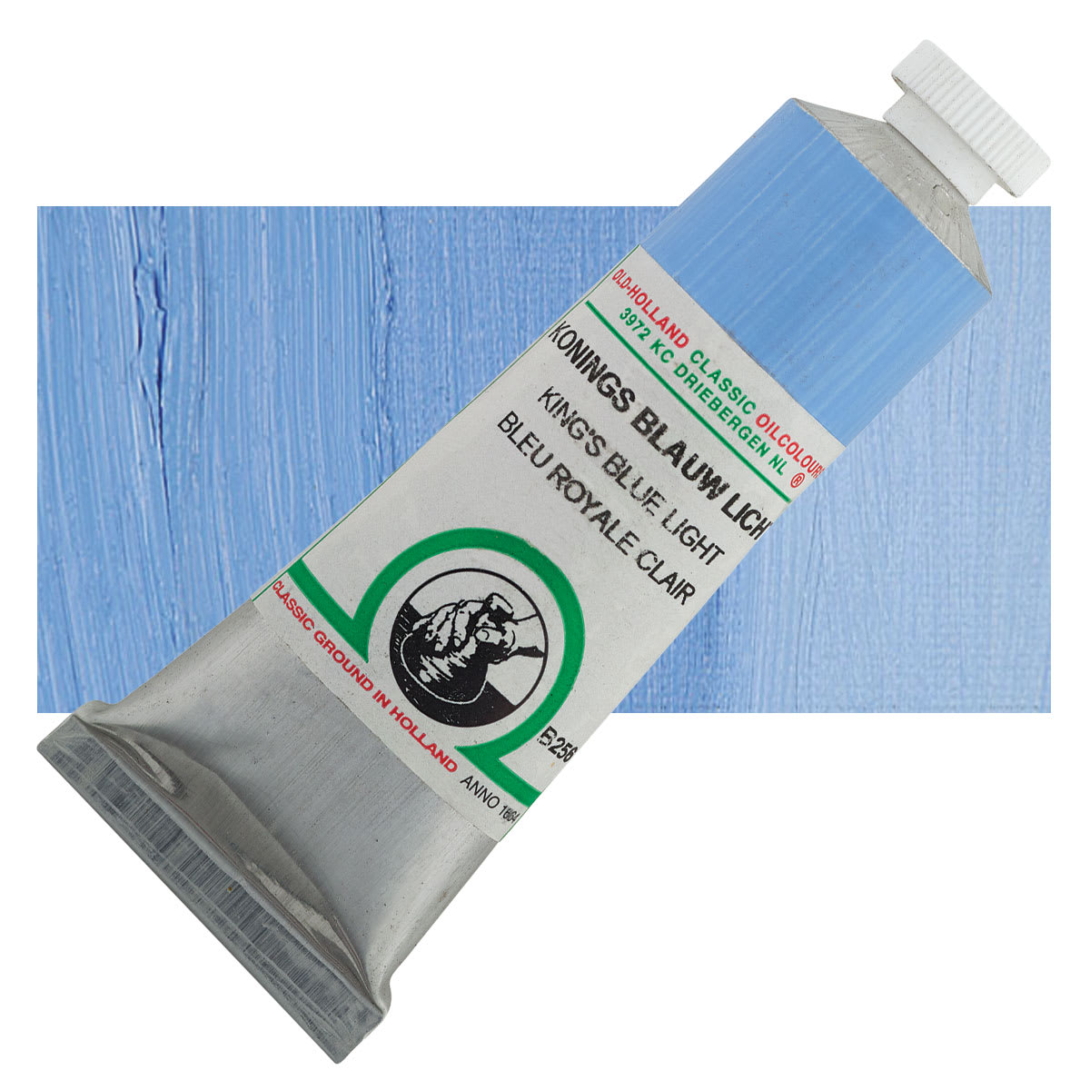 Old Holland Classic Oil Color - King's Blue Light, 40 ml tube and swatch