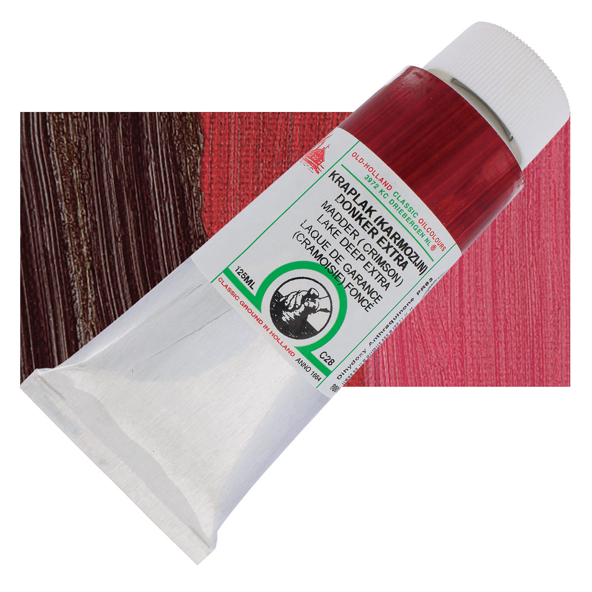 Old Holland Classic Oil Color - Madder (Crimson) Lake Deep Extra, 125 ml tube and swatch