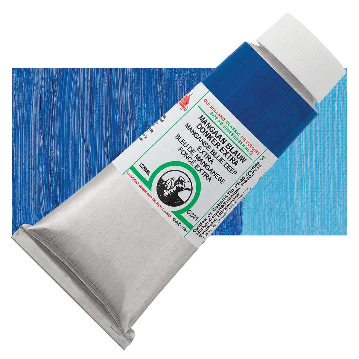 Old Holland Classic Oil Color - Manganese Blue Deep Extra, 125 ml tube and swatch
