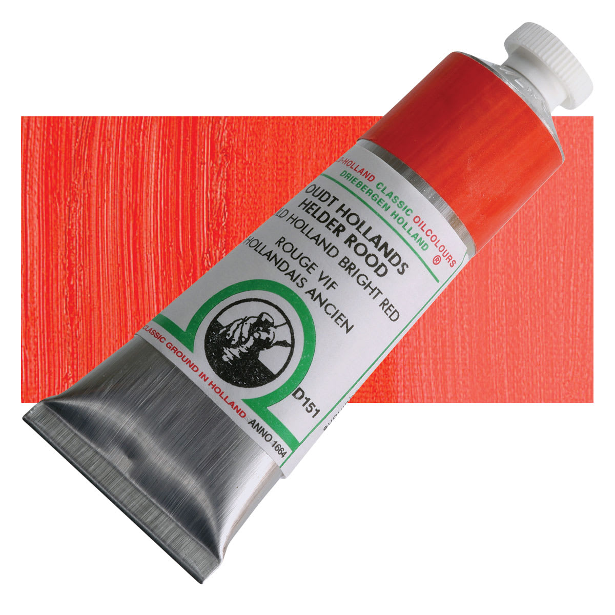 Old Holland Classic Oil Color - Old Holland Bright Red, 40 ml tube and swatch