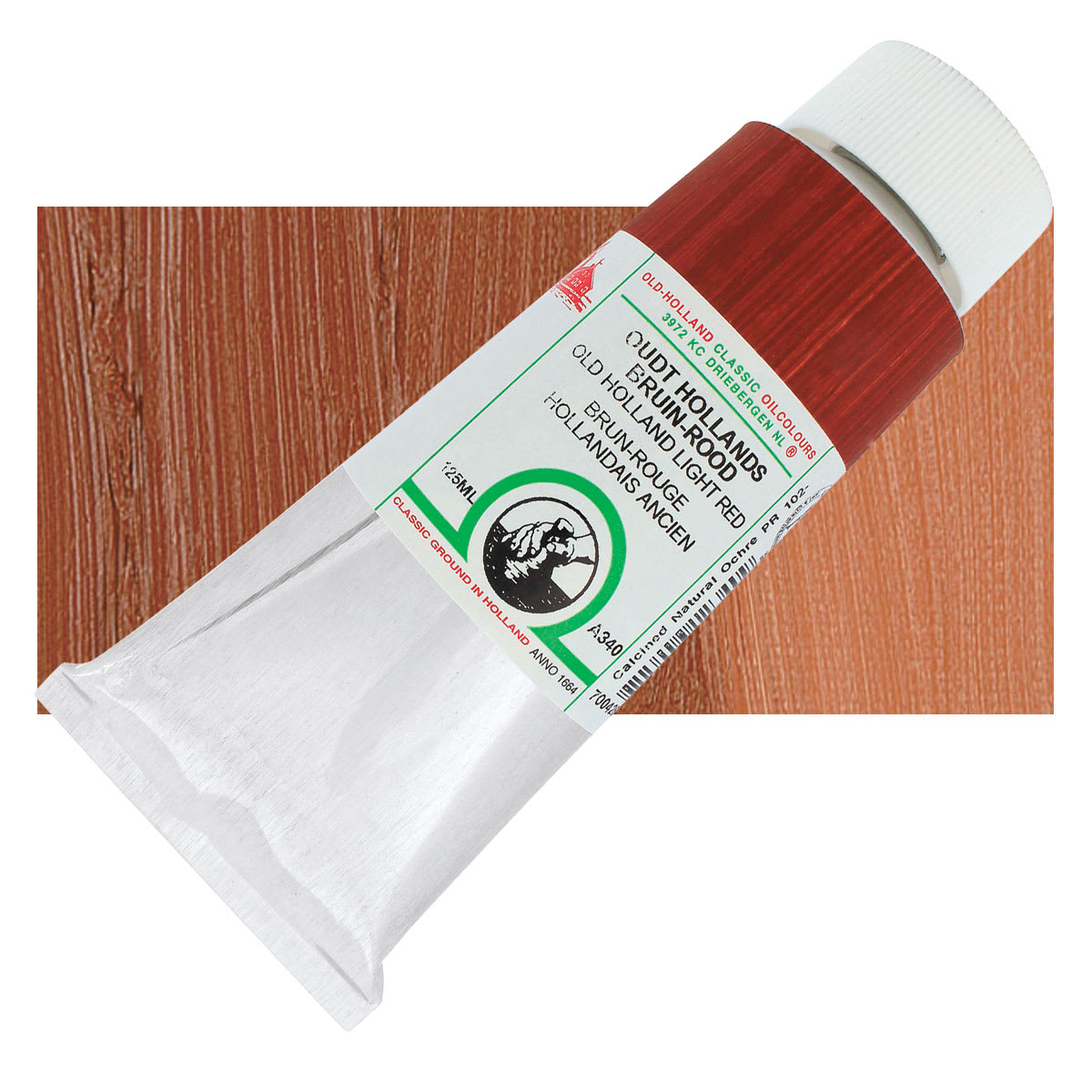 Old Holland Classic Oil Color - Old Holland Light Red, 125 ml tube and swatch