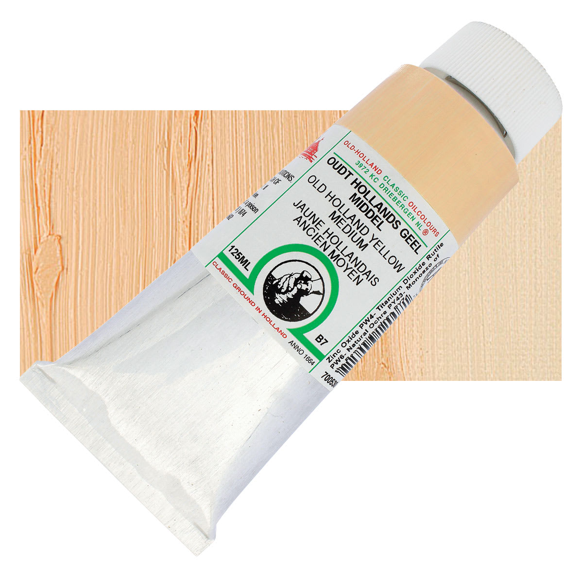 Old Holland Classic Oil Color - Old Holland Yellow Medium, 125 ml tube and swatch