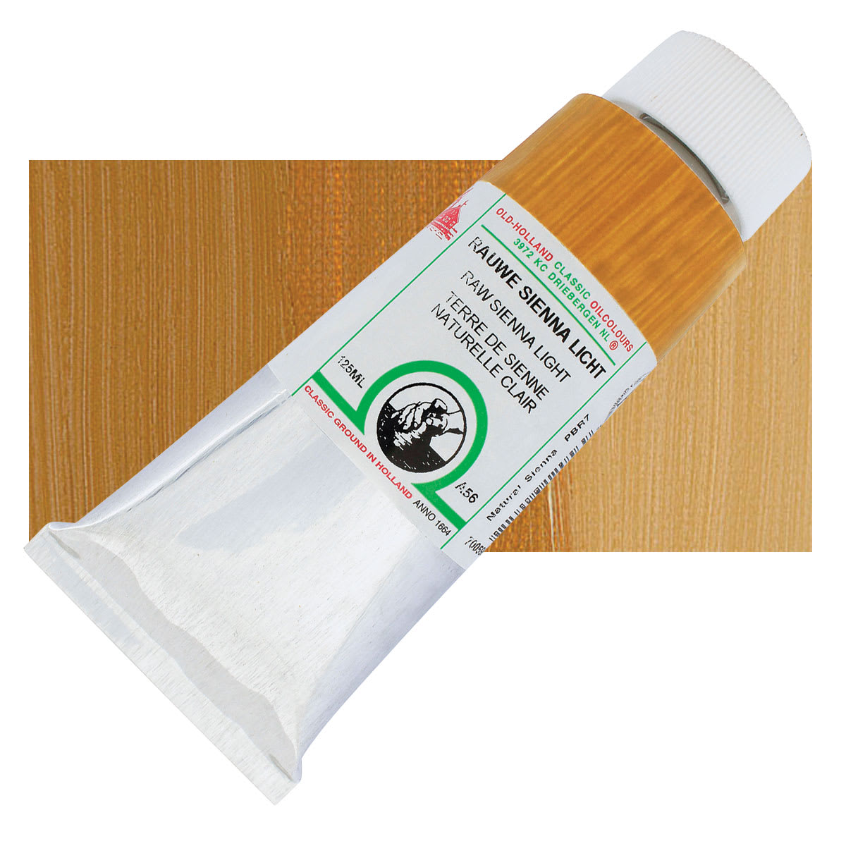 Old Holland Classic Oil Color - Raw Sienna Light, 125 ml tube and swatch