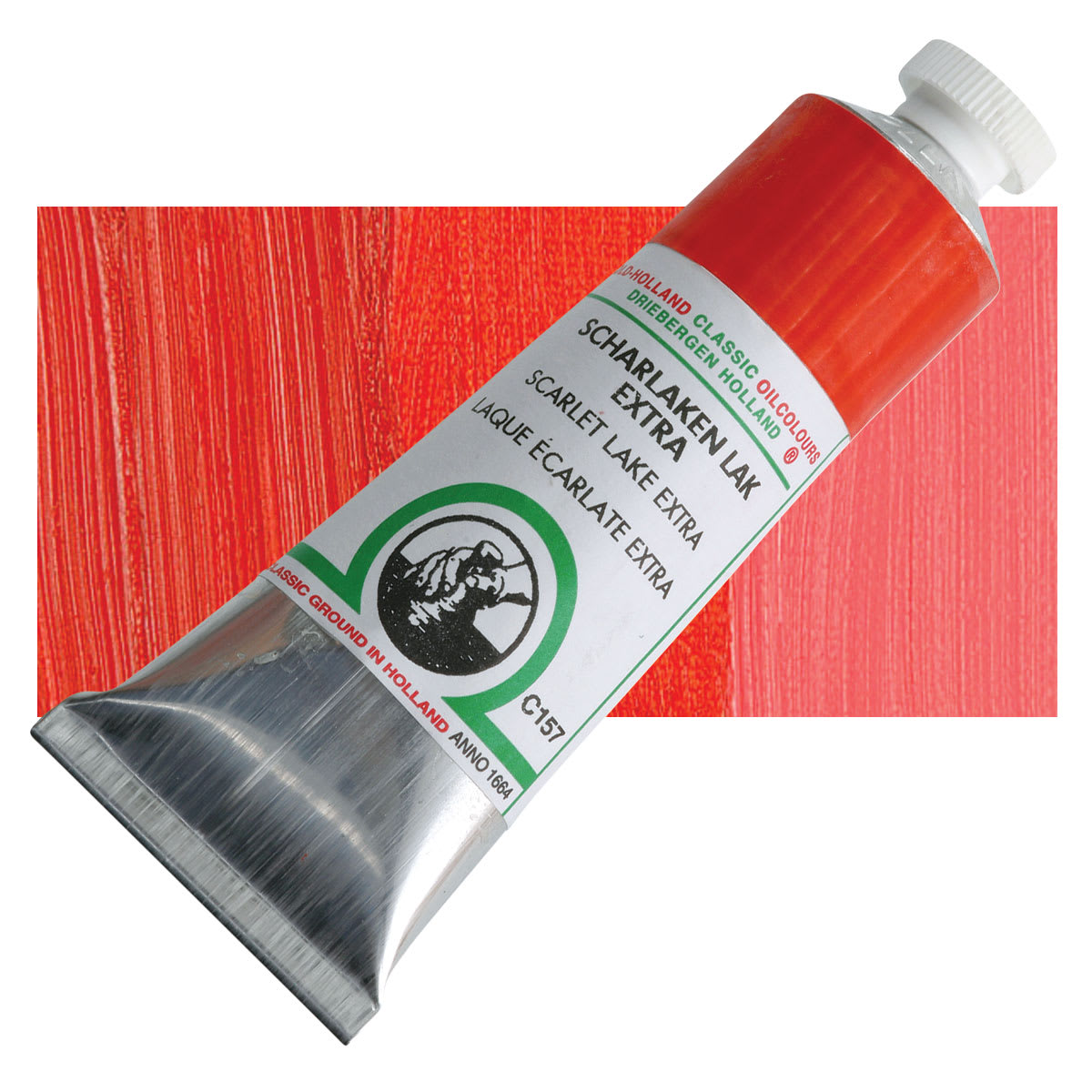 Old Holland Classic Oil Color - Scarlet Lake Extra, 40 ml tube and swatch