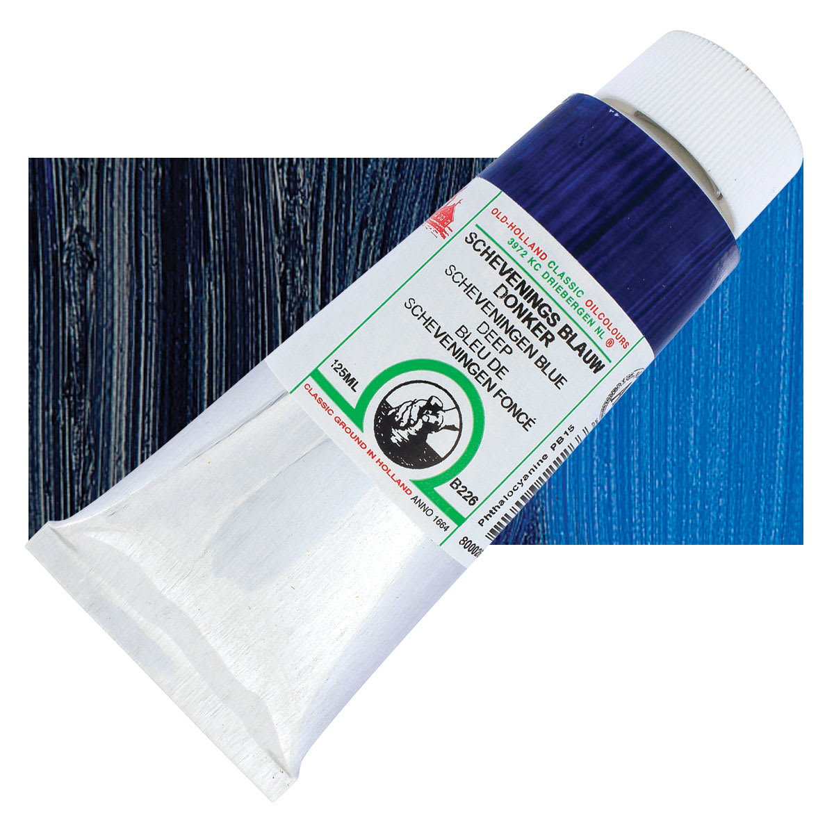 Old Holland Classic Oil Color - Scheveningen Blue Deep, 125 ml tube and swatch