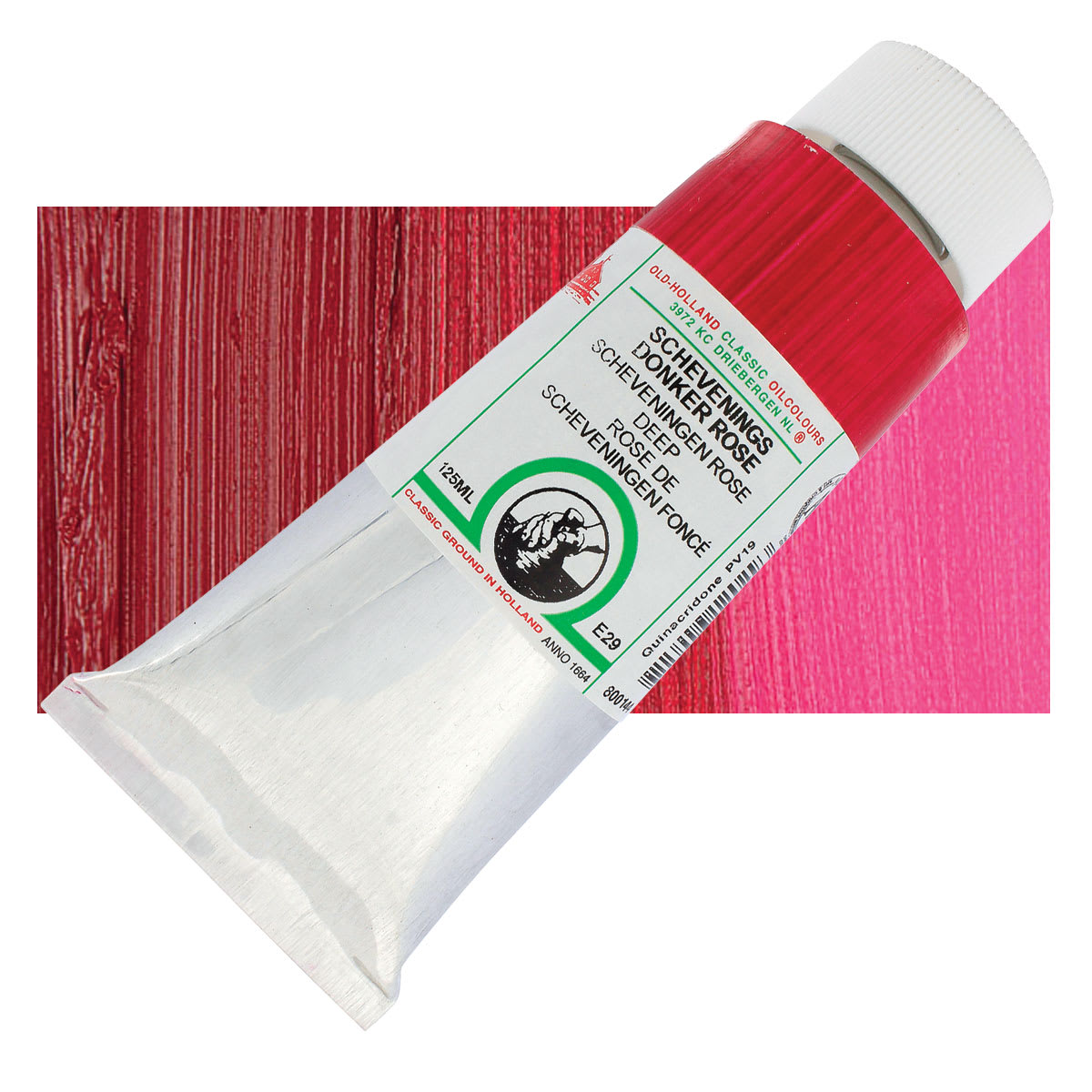 Old Holland Classic Oil Color - Scheveningen Rose Deep, 125 ml tube and swatch
