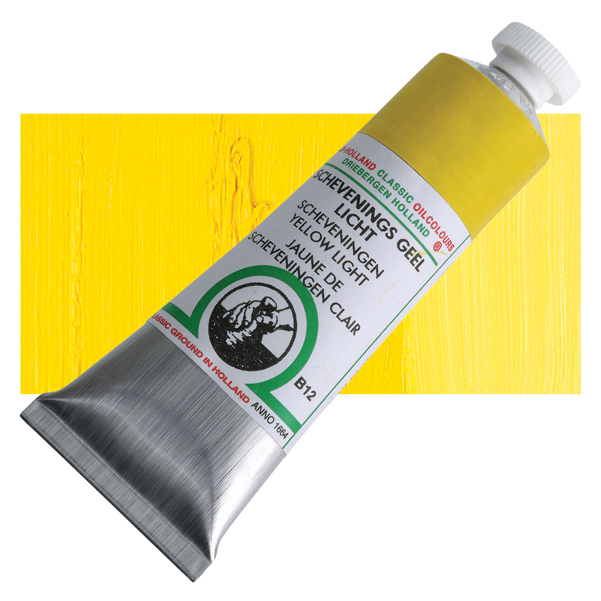 Old Holland Classic Oil Color - Scheveningen Yellow Light, 40 ml tube and swatch