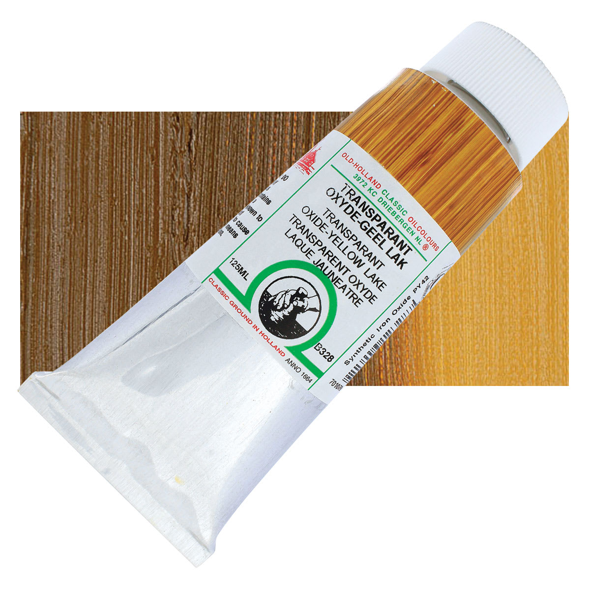 Old Holland Classic Oil Color - Transparent Oxide Yellow Lake, 125 ml tube and swatch