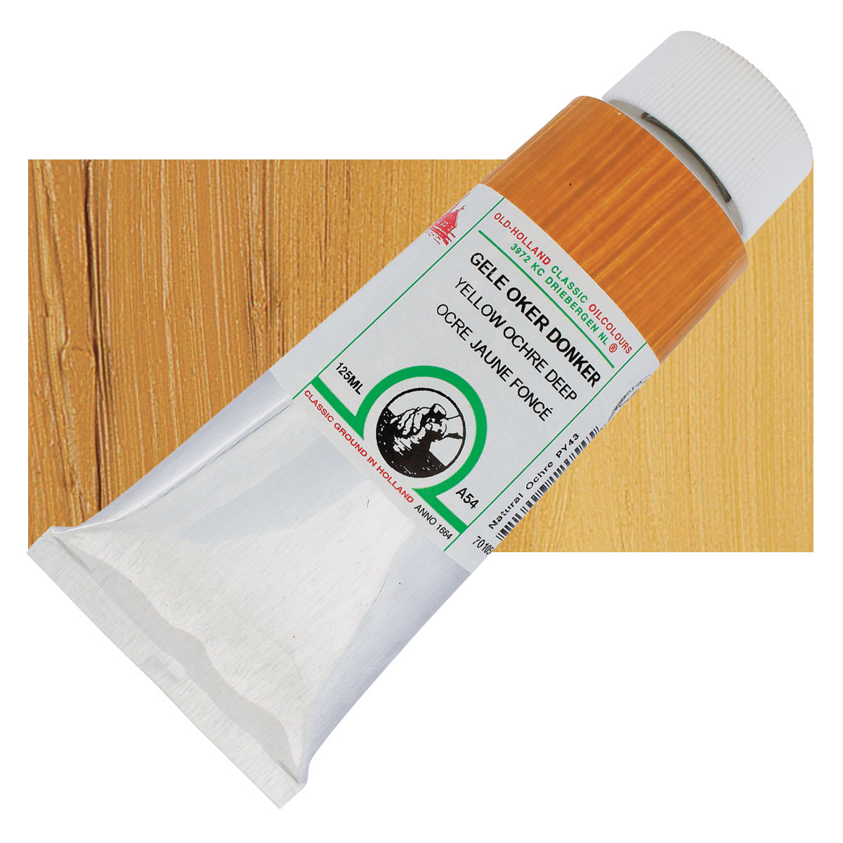 Old Holland Classic Oil Color - Yellow Ochre Deep, 125 ml tube and swatch