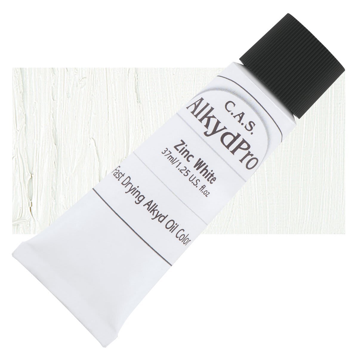 CAS AlkydPro Fast-Drying Alkyd Oil Color - Zinc White, 37 ml tube and swatch