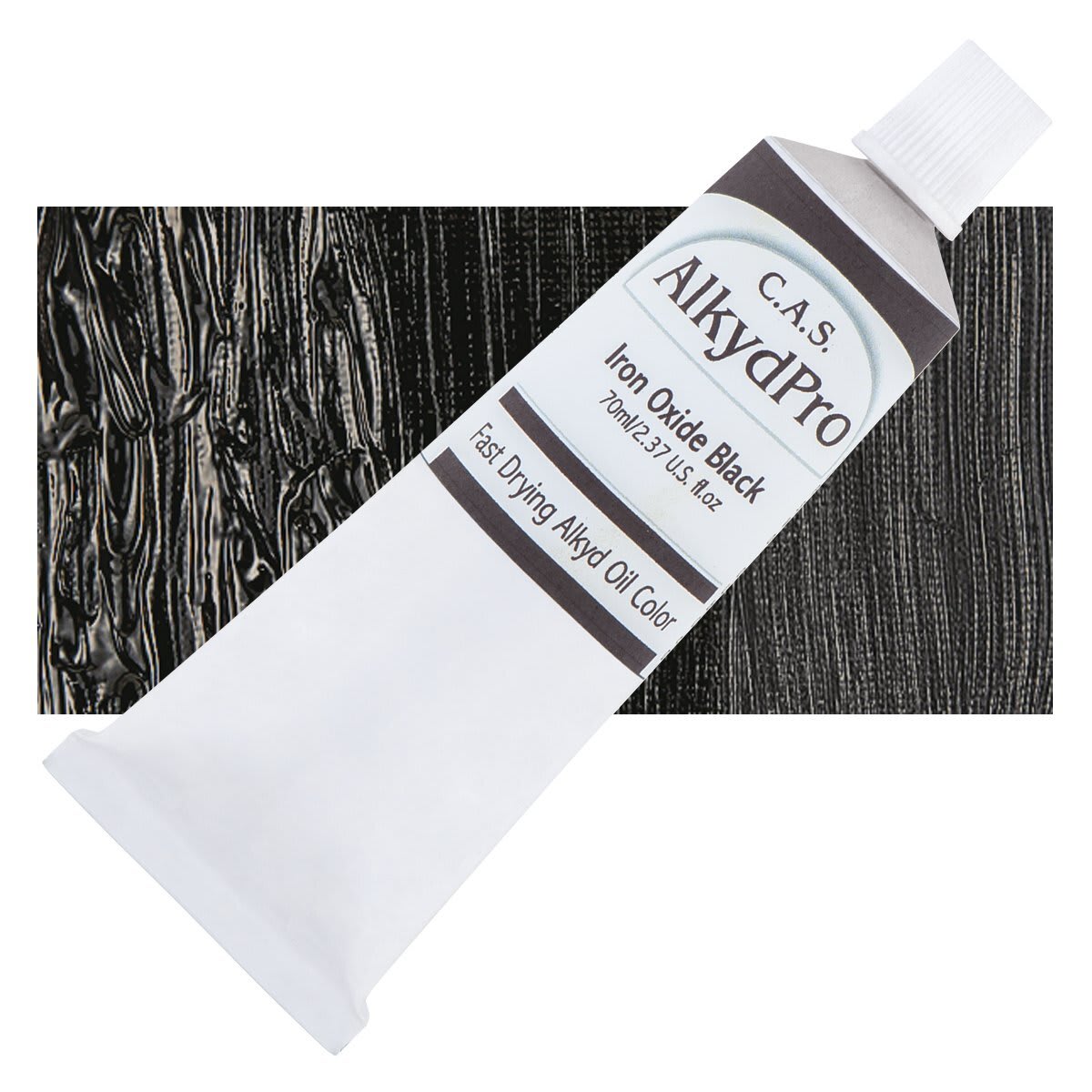 CAS AlkydPro Fast-Drying Alkyd Oil Color - Iron Oxide Black, 70 ml tube and swatch