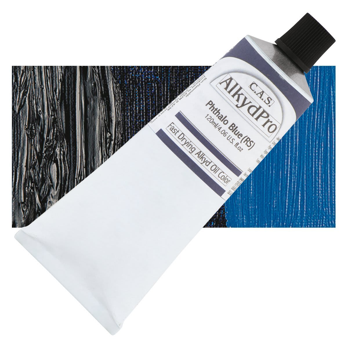 CAS AlkydPro Fast-Drying Alkyd Oil Color - Phthalo Blue Red Shade, 120 ml tube and swatch