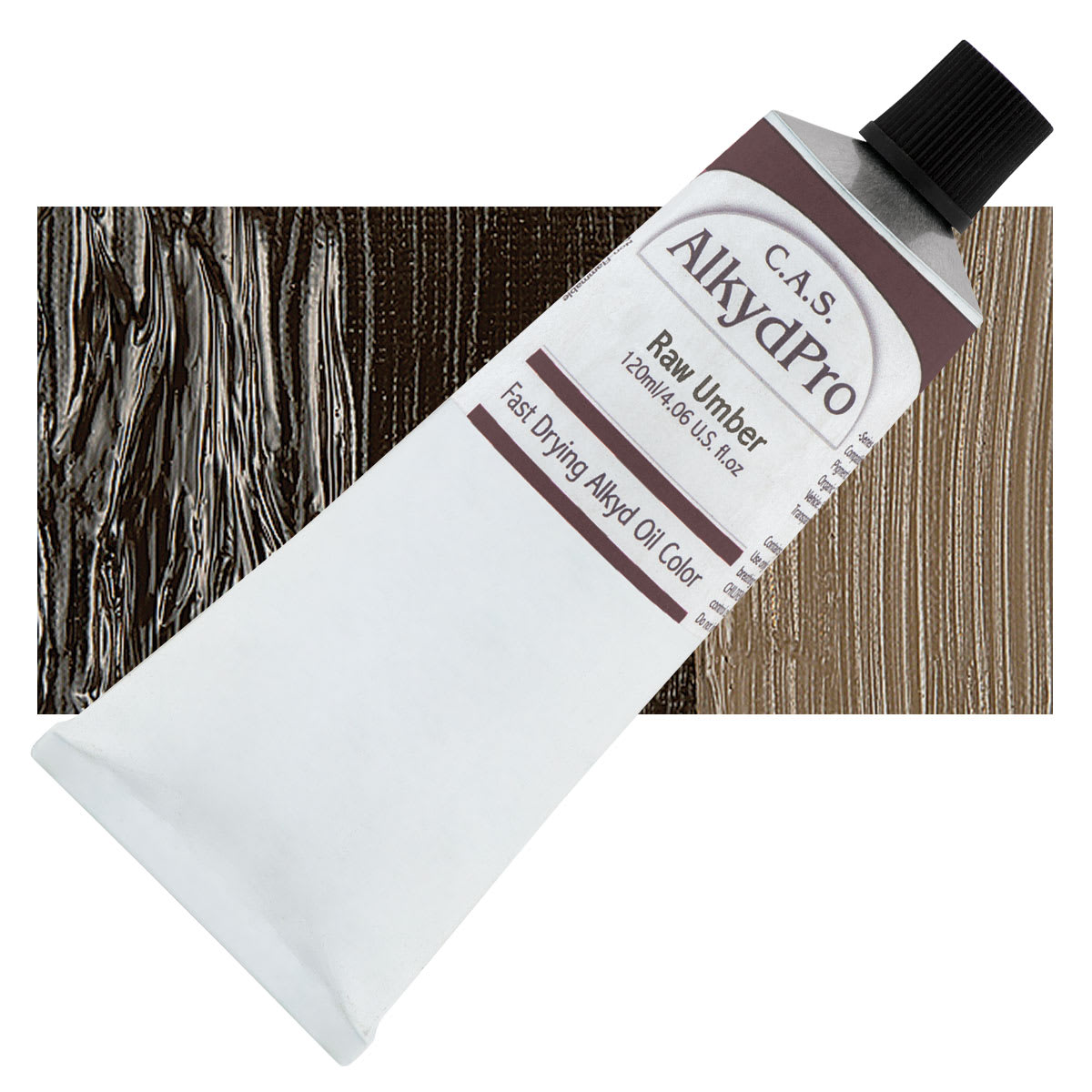 CAS AlkydPro Fast-Drying Alkyd Oil Color - Raw Umber, 120 ml tube and swatch