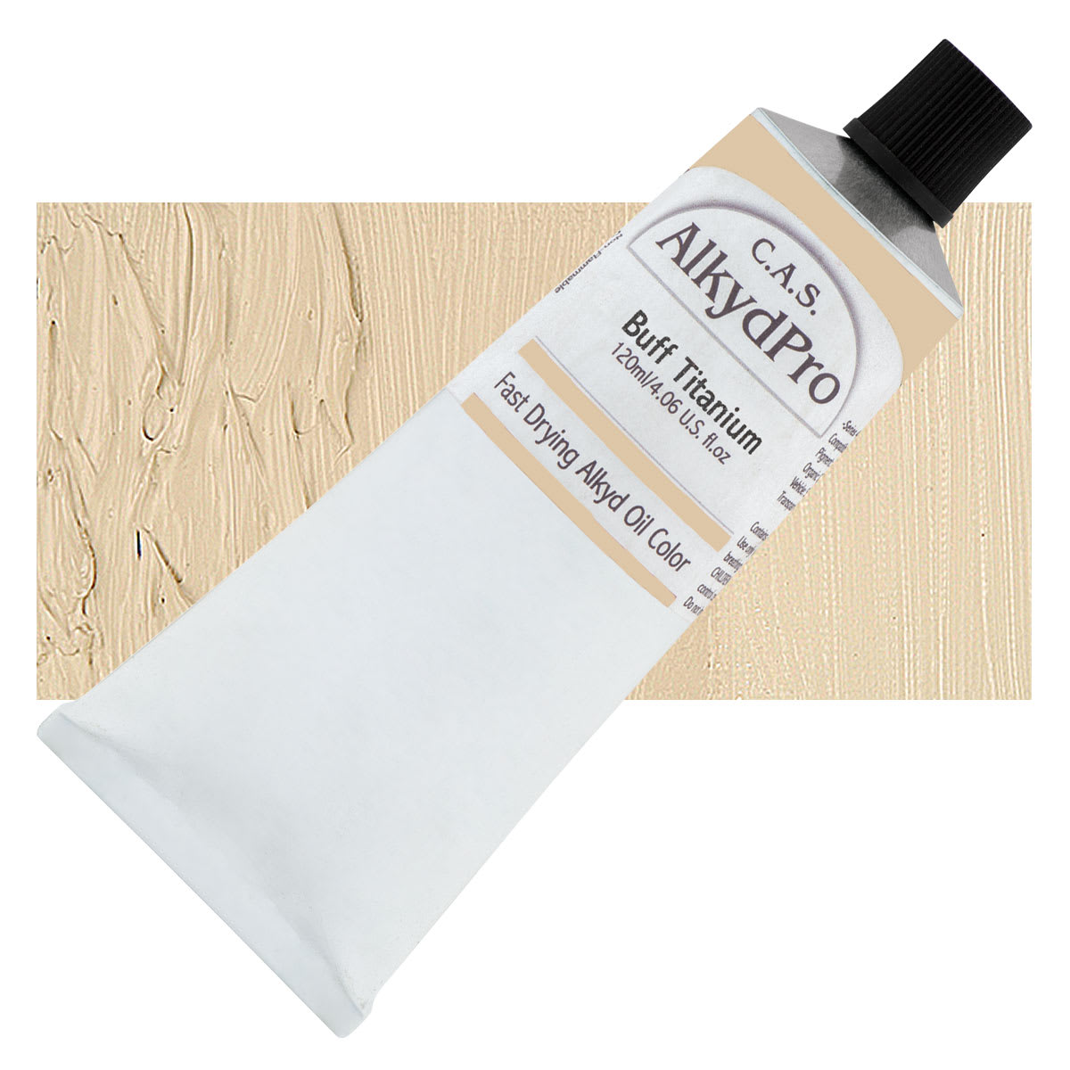CAS AlkydPro Fast-Drying Alkyd Oil Color - Buff Titanium, 120 ml tube and swatch