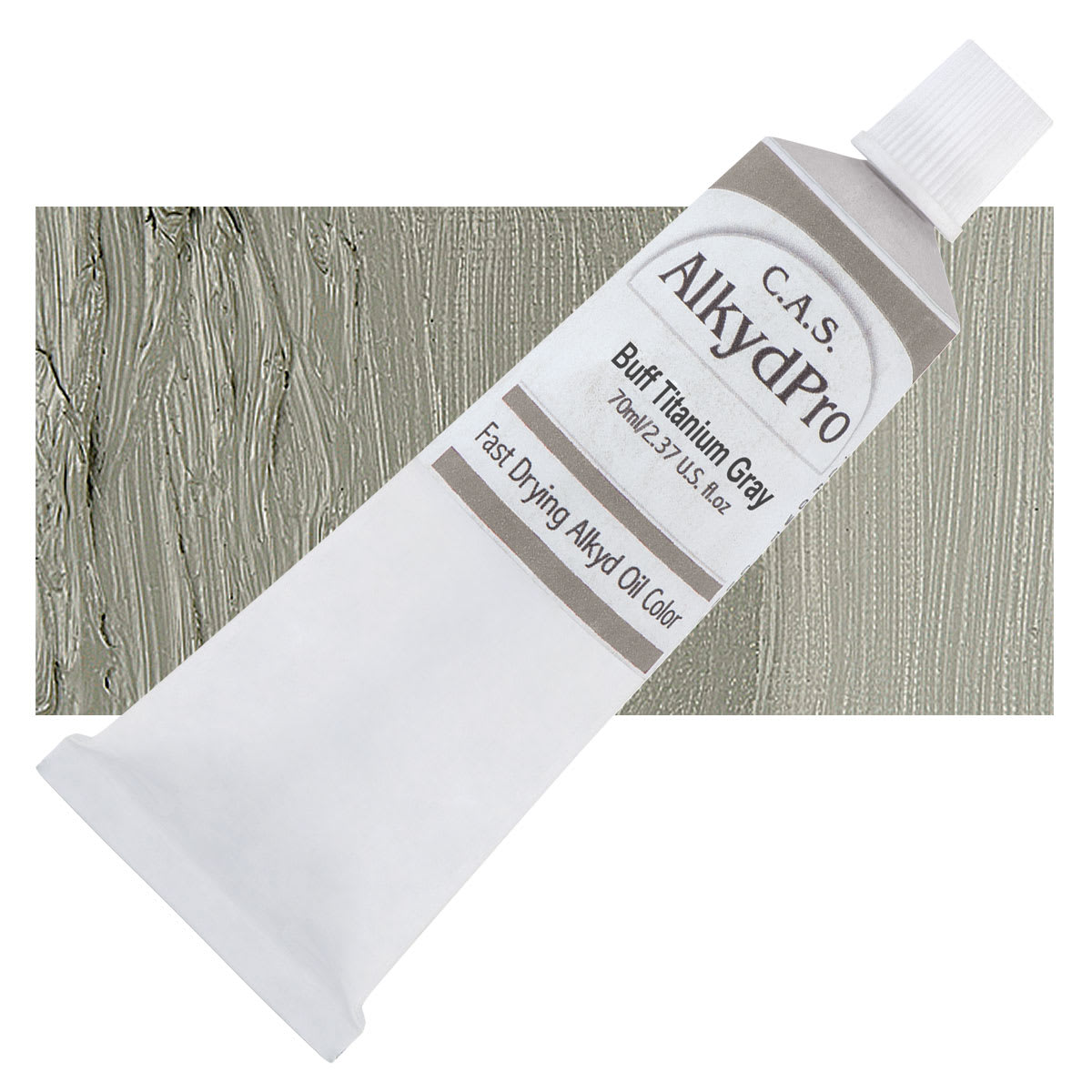CAS AlkydPro Fast-Drying Alkyd Oil Color - Buff Titanium Gray, 70 ml tube and swatch