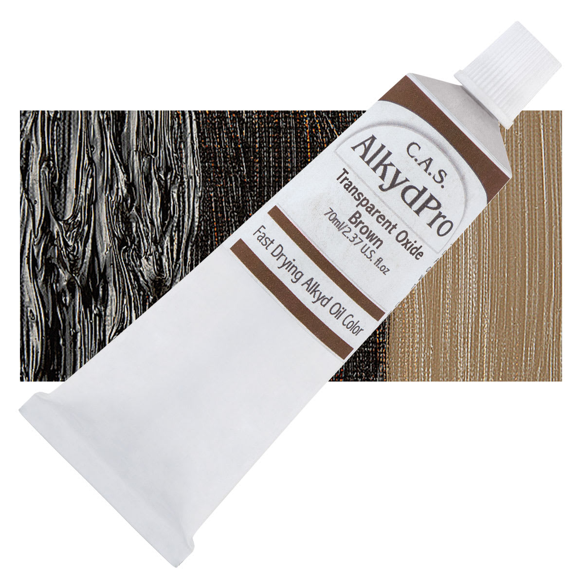 CAS AlkydPro Fast-Drying Alkyd Oil Color - Transparent Oxide Brown, 70 ml tube and swatch