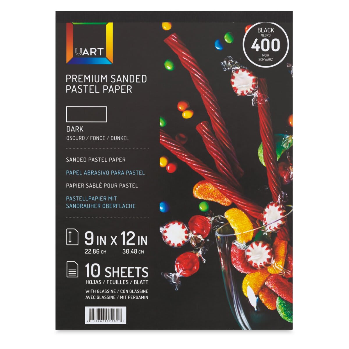 UArt Sanded Pastel Paper Pad - 400 Grit, 9" x 12", 10 Sheets, Dark