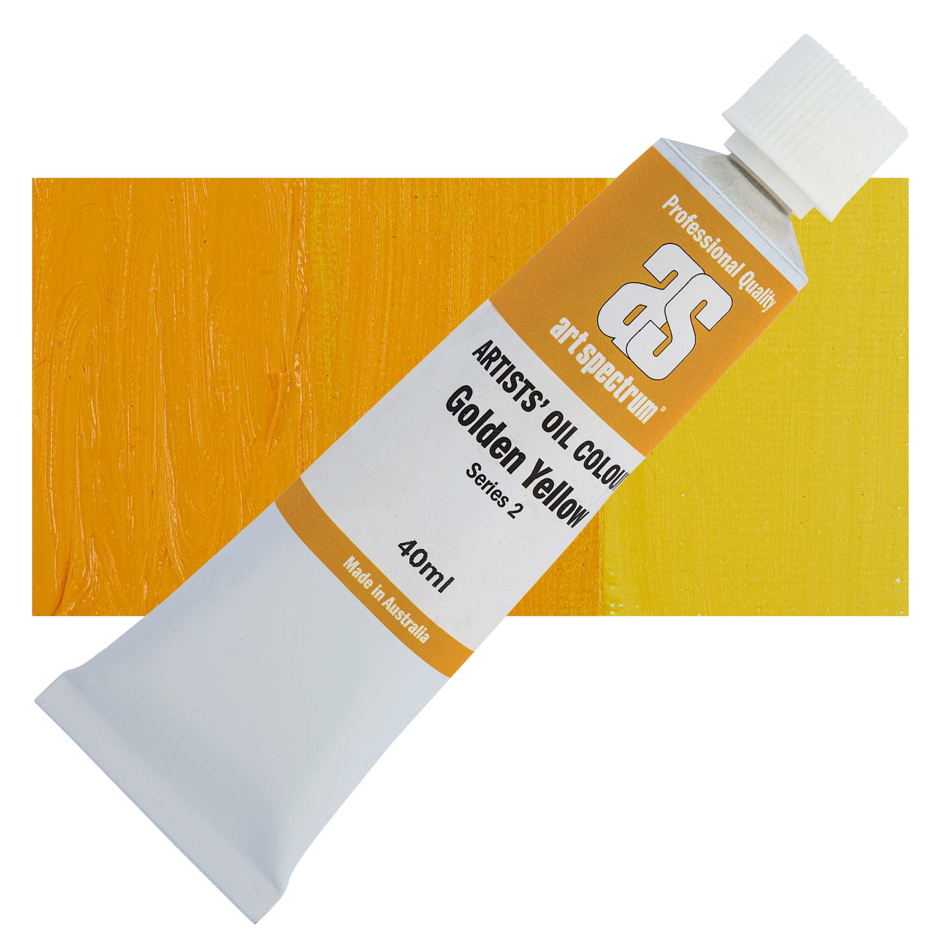 Art Spectrum Artists' Oil Paint - Golden Yellow, 40 ml tube and swatch