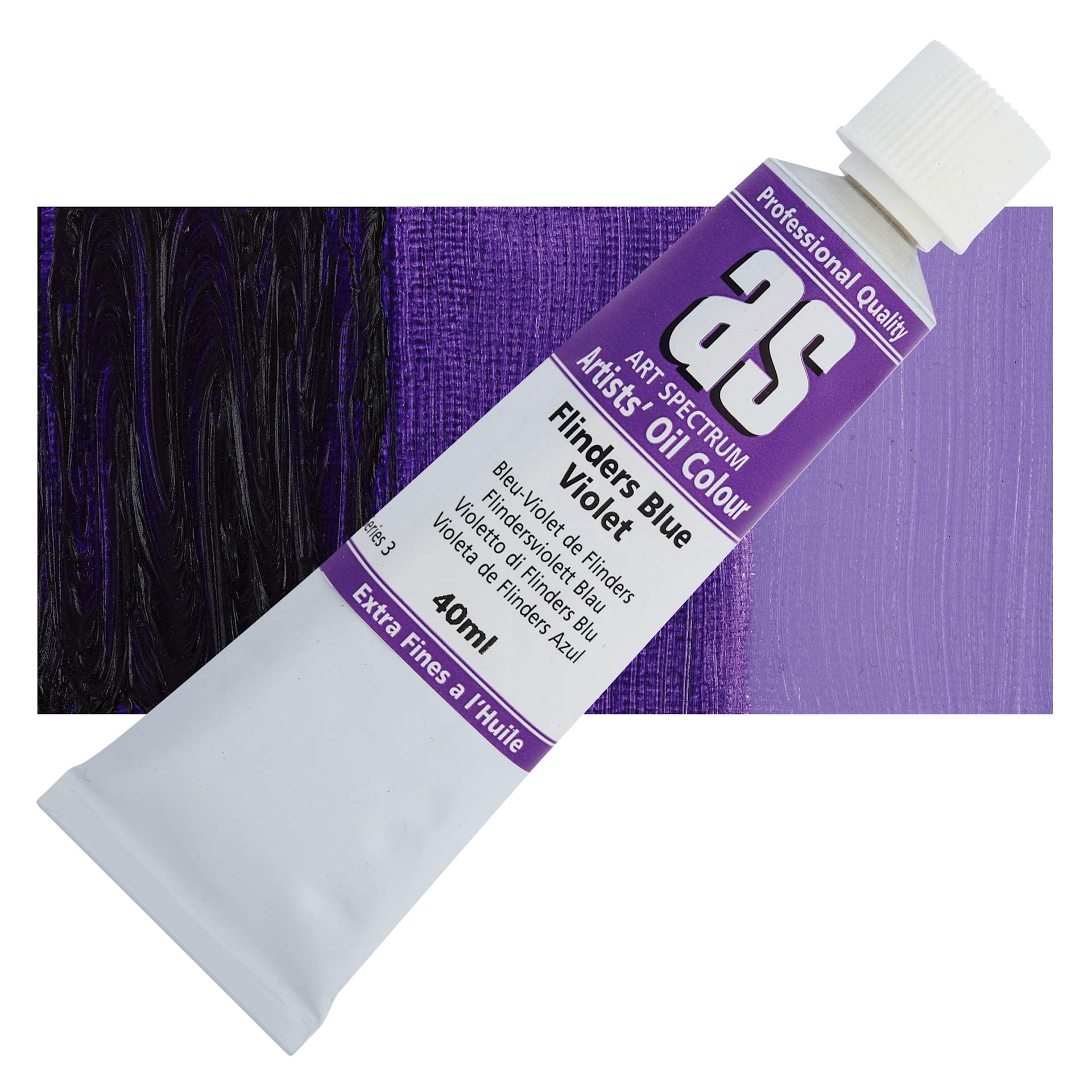 Art Spectrum Artists' Oil Paint - Flinders Blue Violet, 40 ml tube and swatch