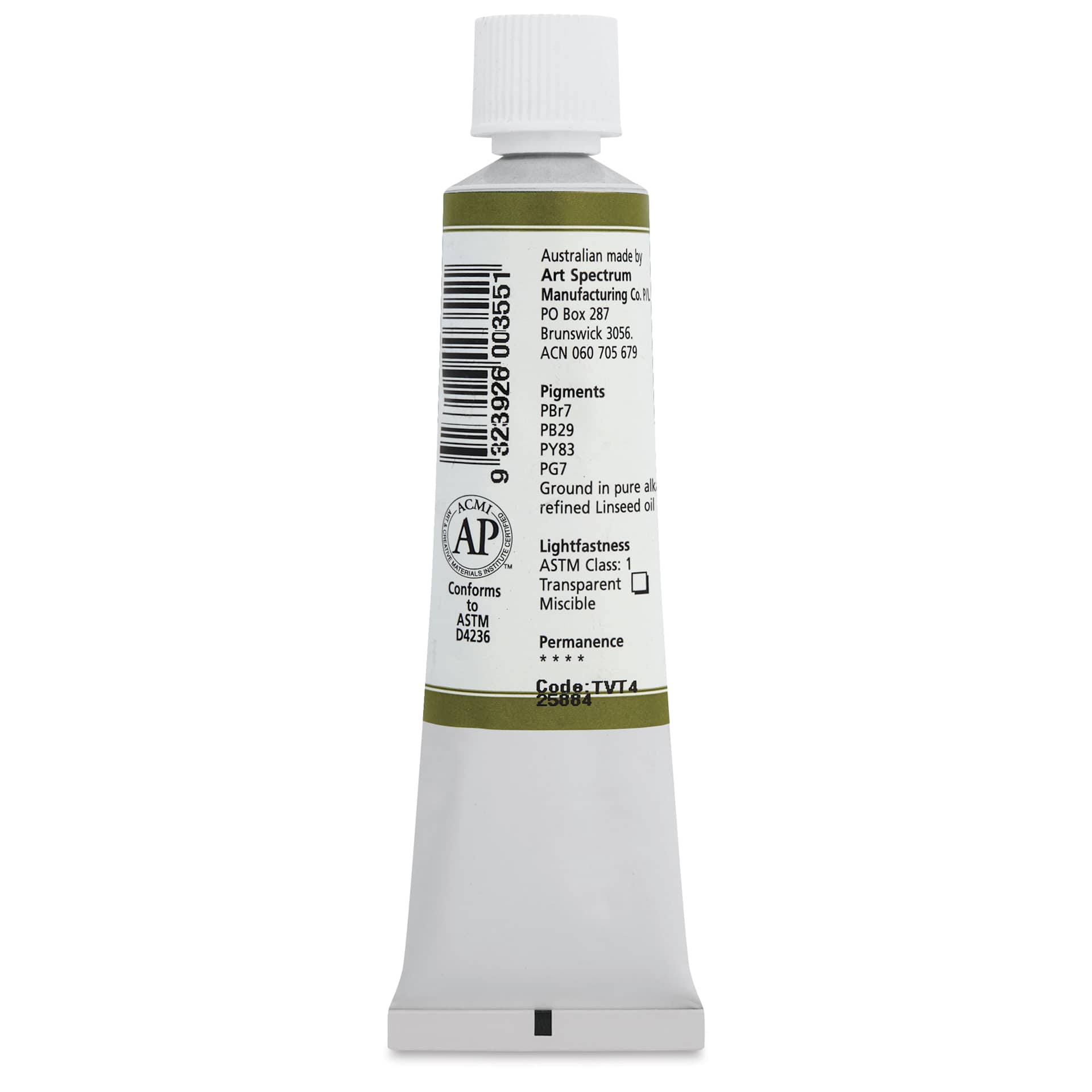 Art Spectrum Artists' Oil Paint - Terre Verte Traditional, 40 ml back