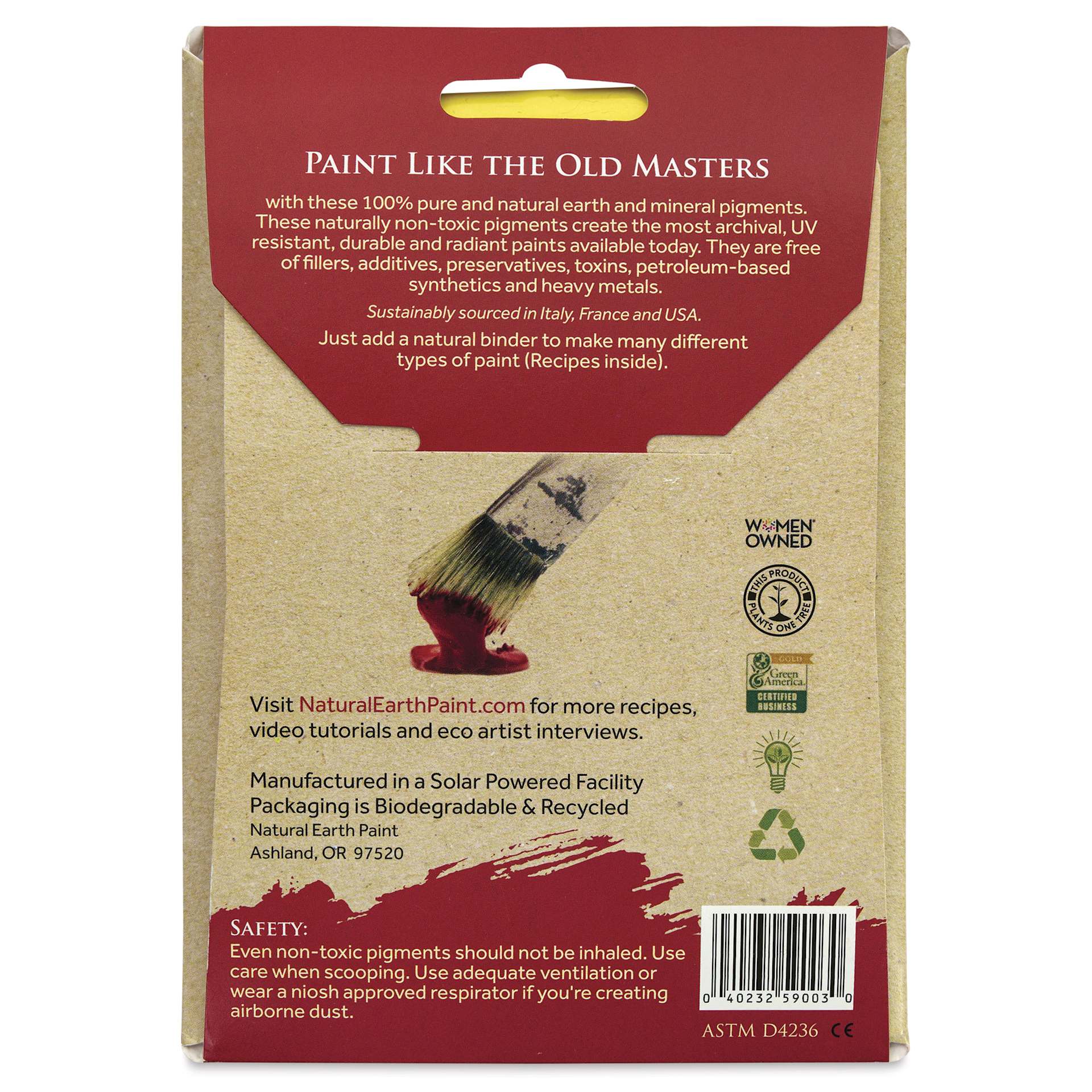 Natural Earth Paint Earth & Mineral Pigment - Brilliant Yellow, 3 oz back