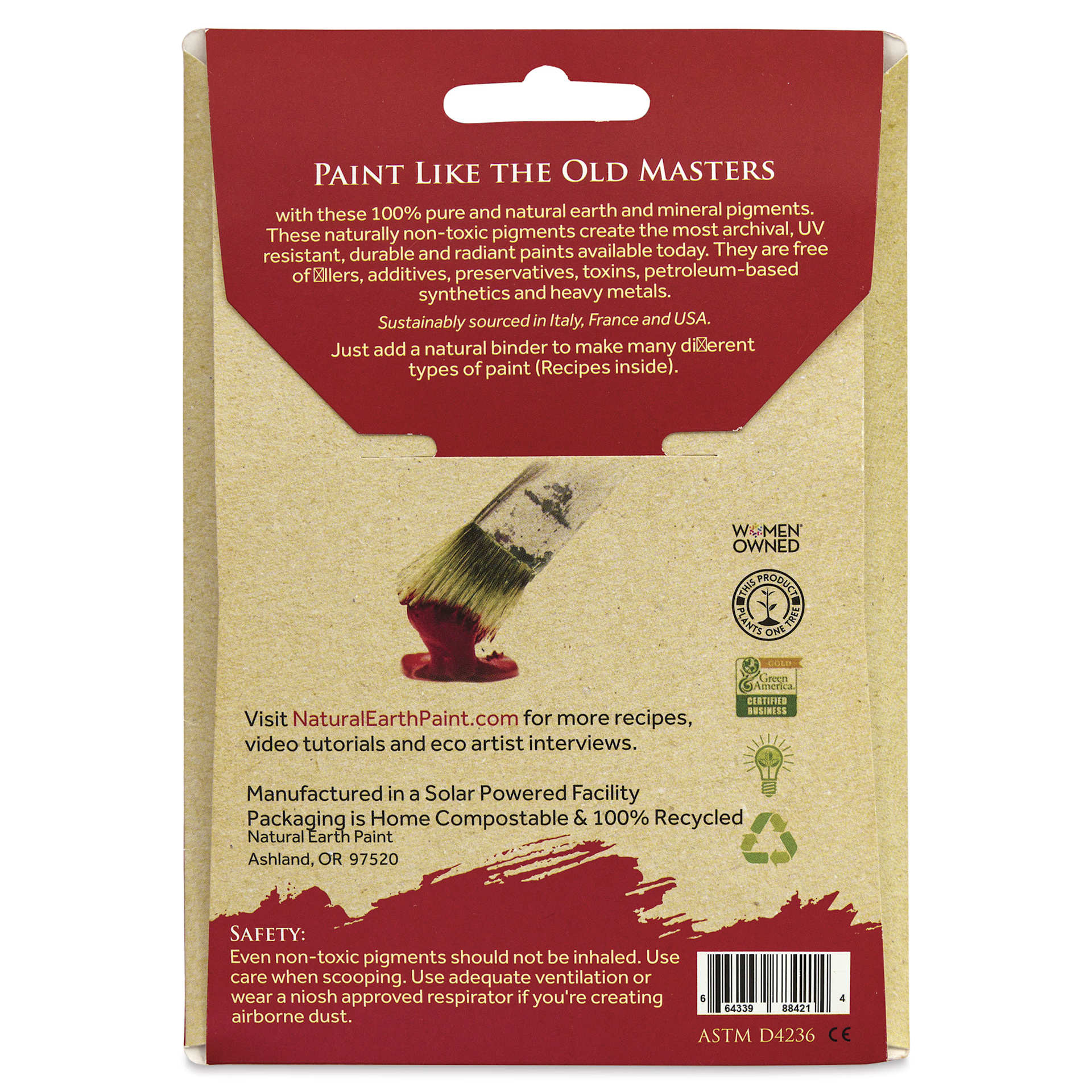 Natural Earth Paint Earth & Mineral Pigment - Emerald Green, 3 oz back