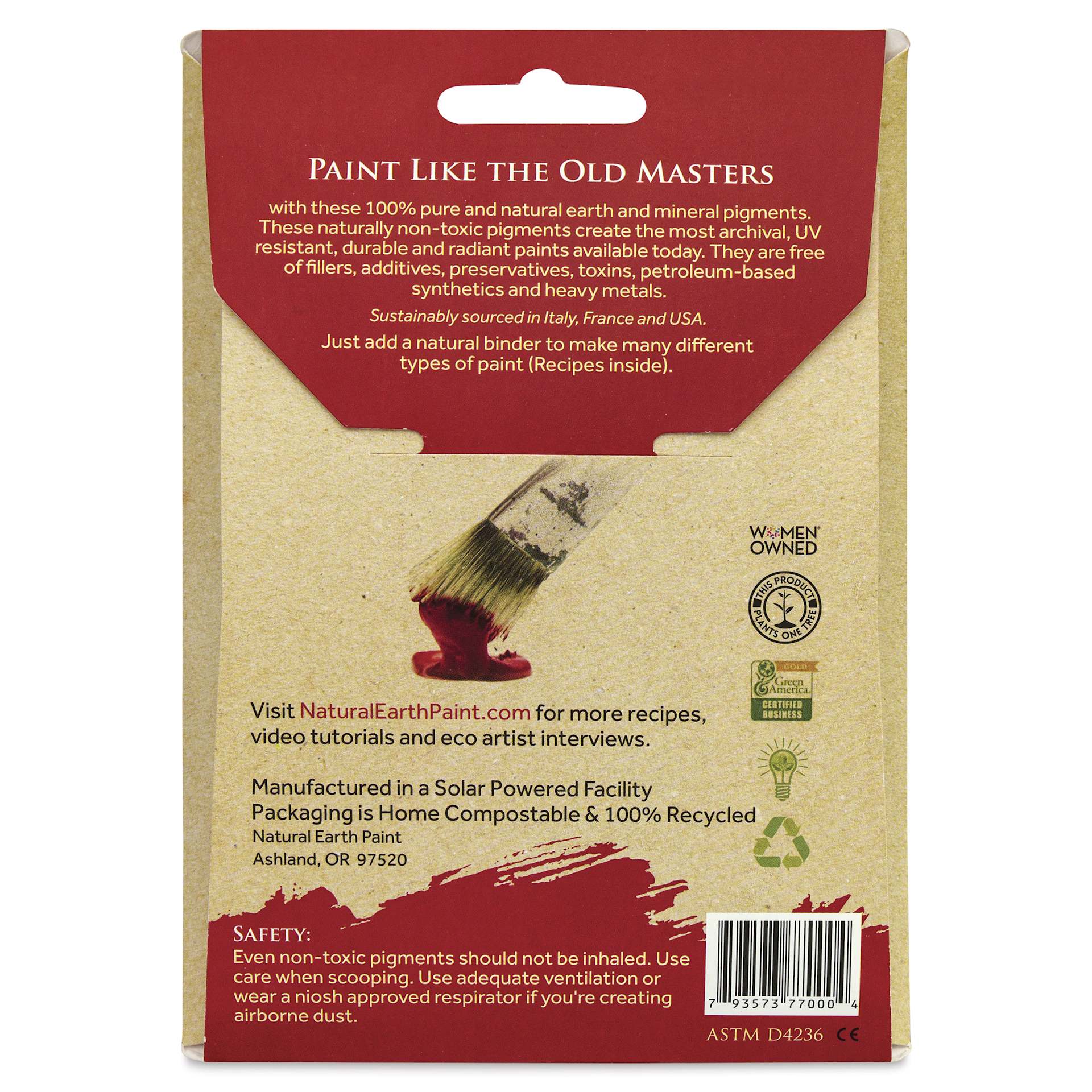 Natural Earth Paint Earth & Mineral Pigment - Gold Mica, 3 oz back